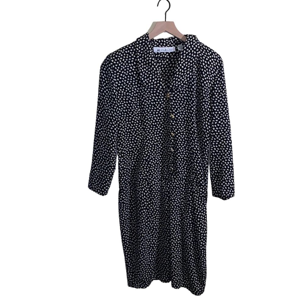 Vntg Ms. Chaus Geometric Pattern Button Up Dress … - image 1